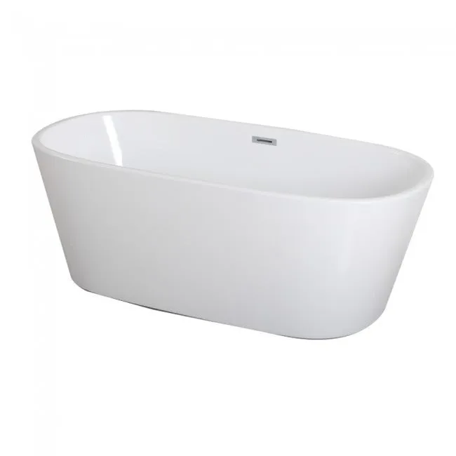Free Standing Bath Tub 63"L x 30"W x 23"H, Acrylic, Glossy, Oval, Center Drain, 68 Gallons