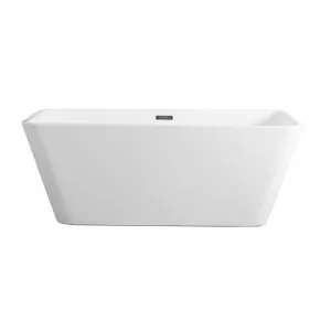 Free Standing Bath Tub 63"L x 32"W x 24"H, Acrylic, Glossy, Rectangular, Center Drain, 74 Gallons