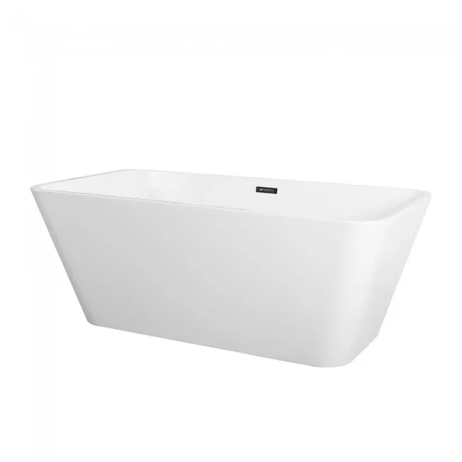 Free Standing Bath Tub 63"L x 32"W x 24"H, Acrylic, Glossy, Rectangular, Center Drain, 74 Gallons
