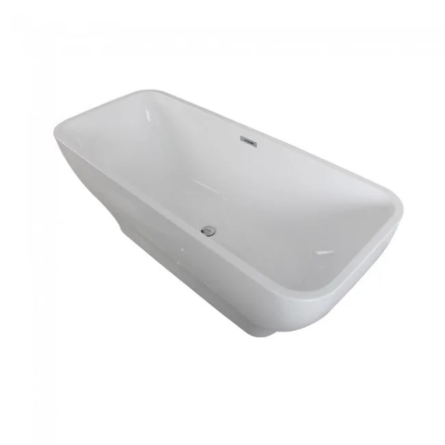 Free Standing Bath Tub 67"L x 28"W x 24"H, Acrylic, Glossy, Curved Oval, Center Drain, 71 Gallons