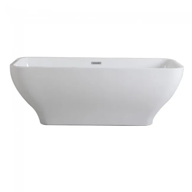Free Standing Bath Tub 67"L x 28"W x 24"H, Acrylic, Glossy, Curved Oval, Center Drain, 71 Gallons