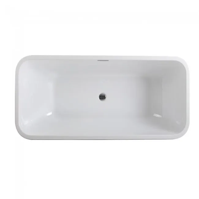 Free Standing Bath Tub 67"L x 28"W x 24"H, Acrylic, Glossy, Curved Oval, Center Drain, 71 Gallons