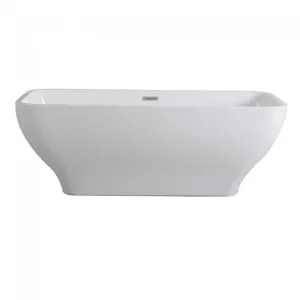 Free Standing Bath Tub 67"L x 28"W x 24"H, Acrylic, Glossy, Curved Oval, Center Drain, 71 Gallons