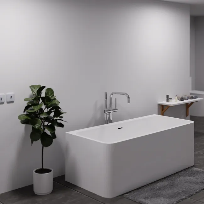 Free Standing Bath Tub 67"L x 30"W x 23"H, Acrylic, Glossy, Freestanding, Center Drain, 68 Gallons
