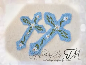 FSL Cross with Lily  / two sizes / 5x7 and 4x4 hoop