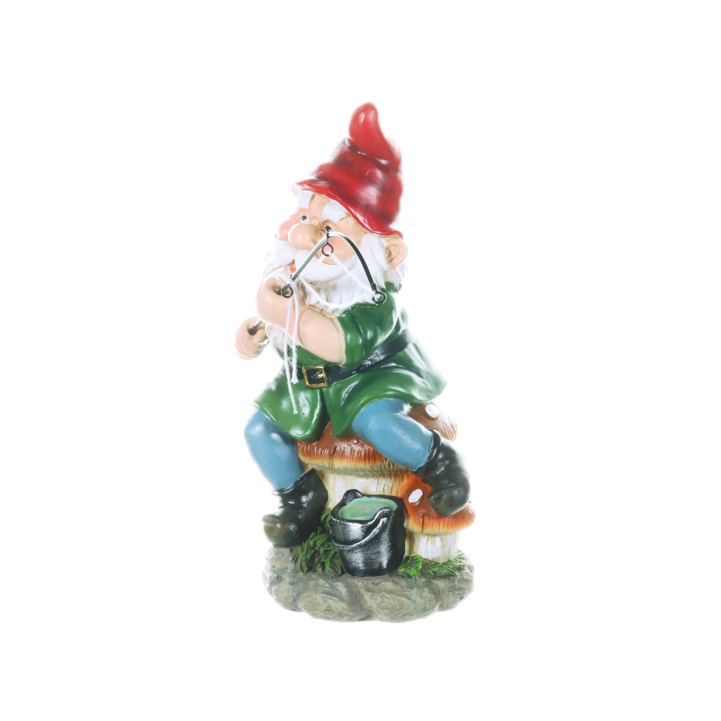 Good Time Fishing Frodo Red Hat Gnome Statue, 11 Inches