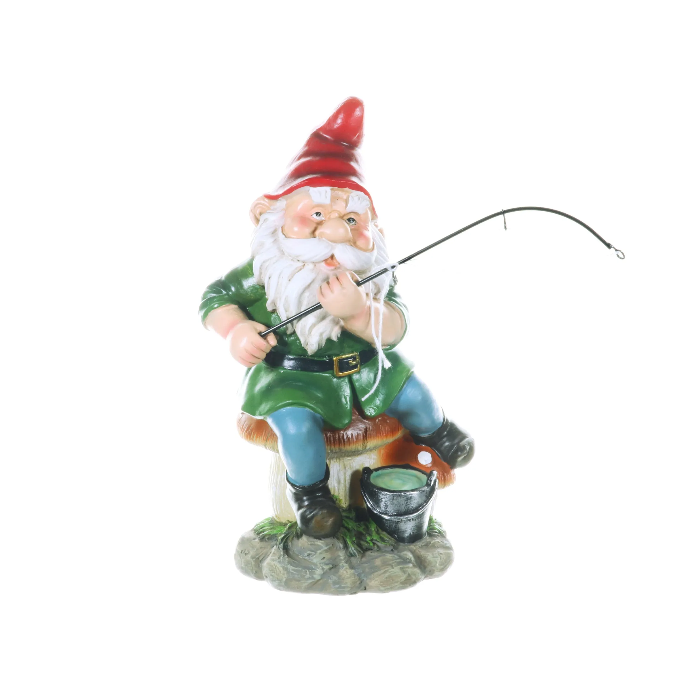 Good Time Fishing Frodo Red Hat Gnome Statue, 11 Inches
