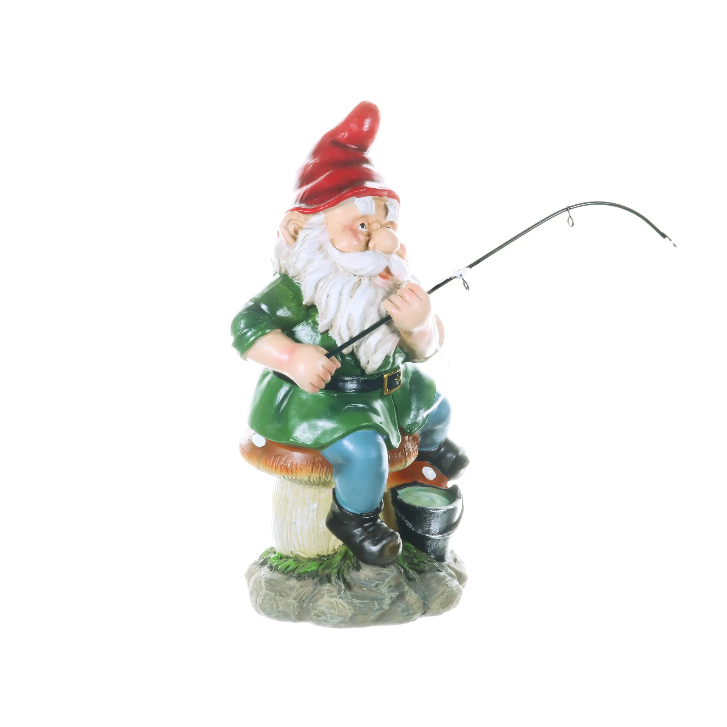 Good Time Fishing Frodo Red Hat Gnome Statue, 11 Inches