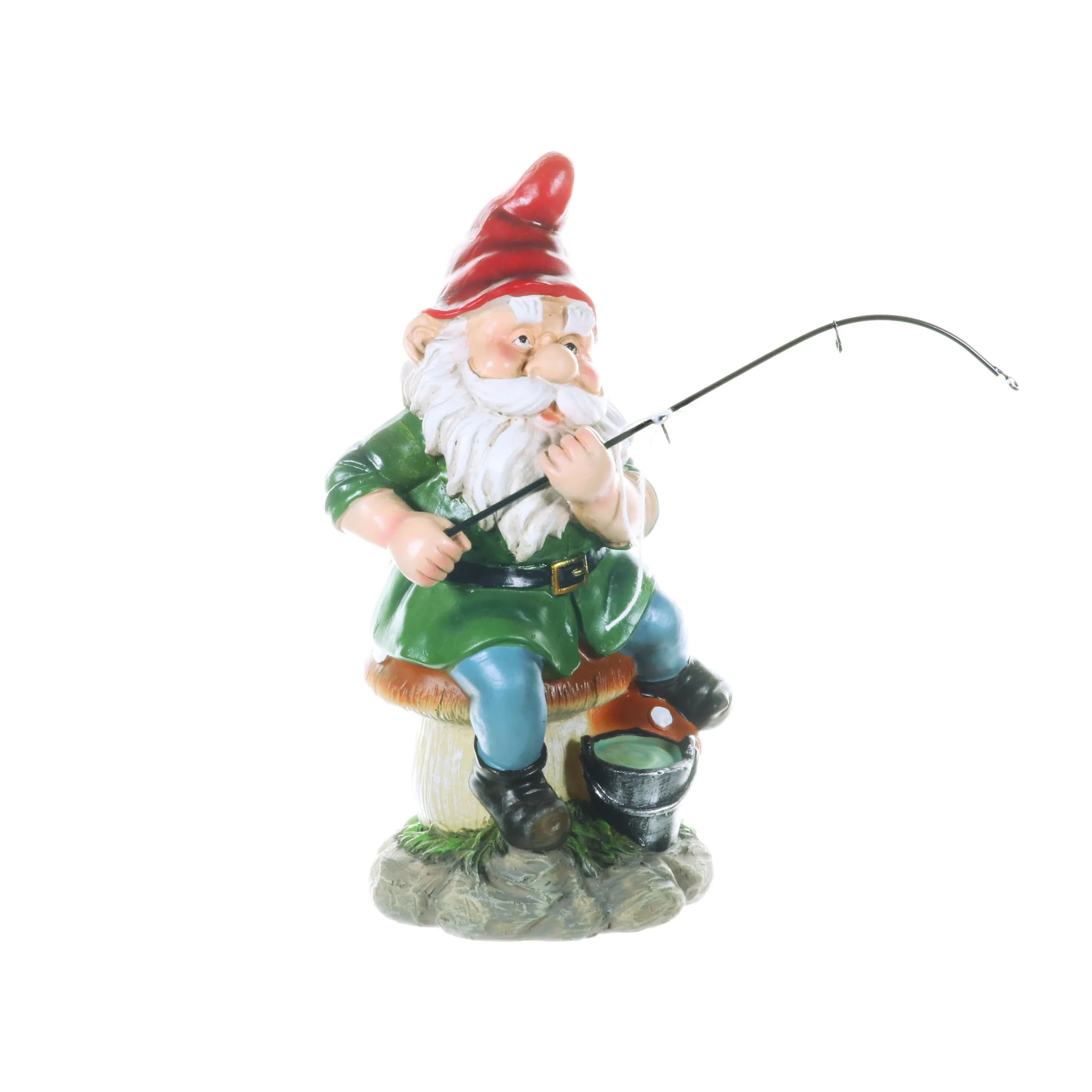 Good Time Fishing Frodo Red Hat Gnome Statue, 11 Inches