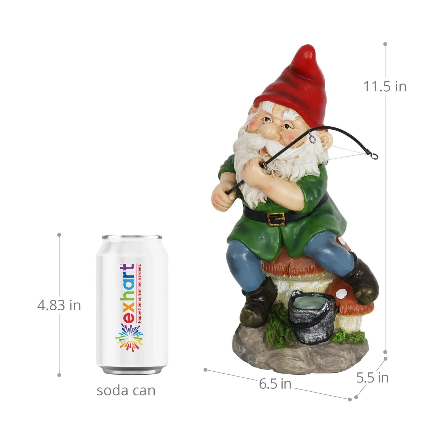 Good Time Fishing Frodo Red Hat Gnome Statue, 11 Inches