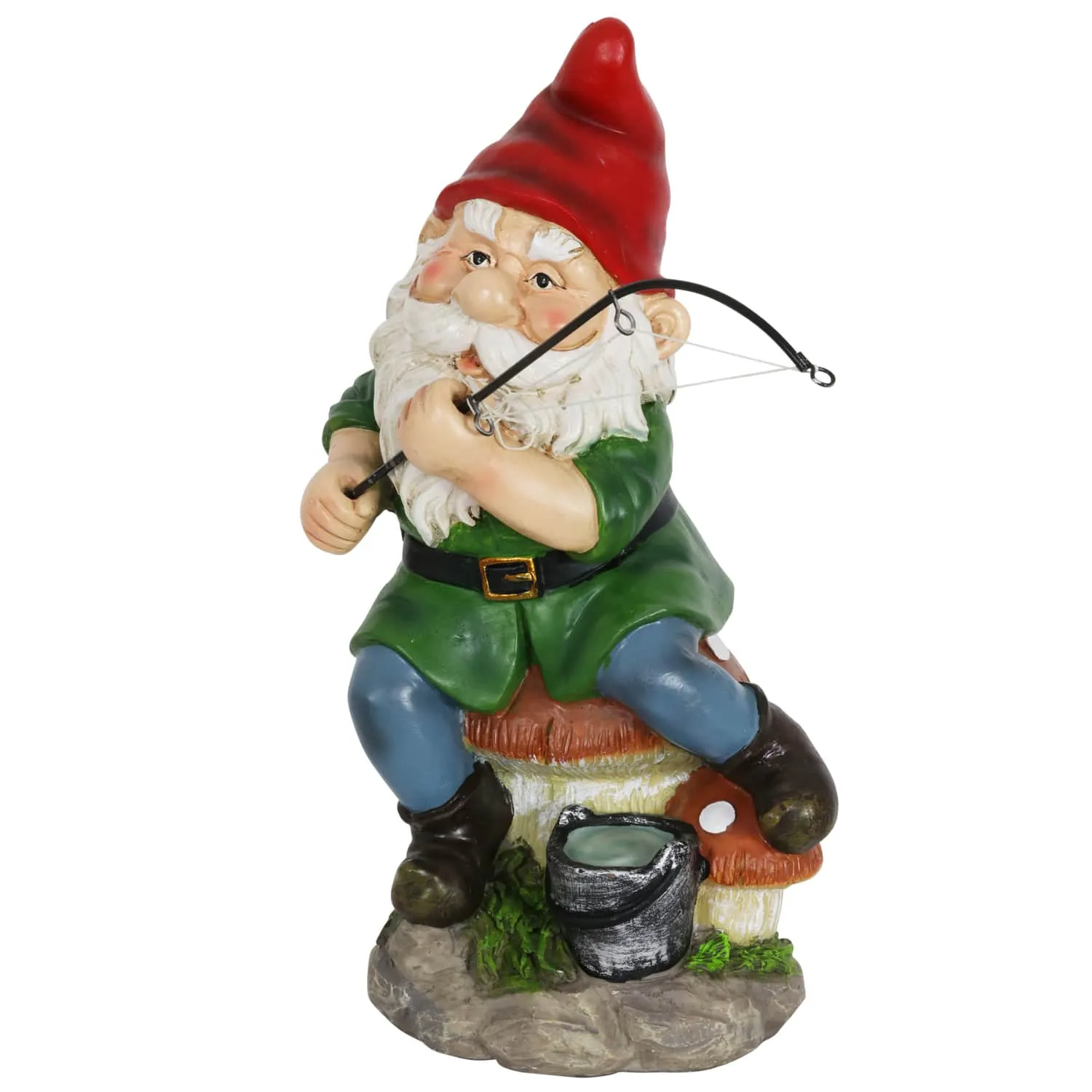 Good Time Fishing Frodo Red Hat Gnome Statue, 11 Inches