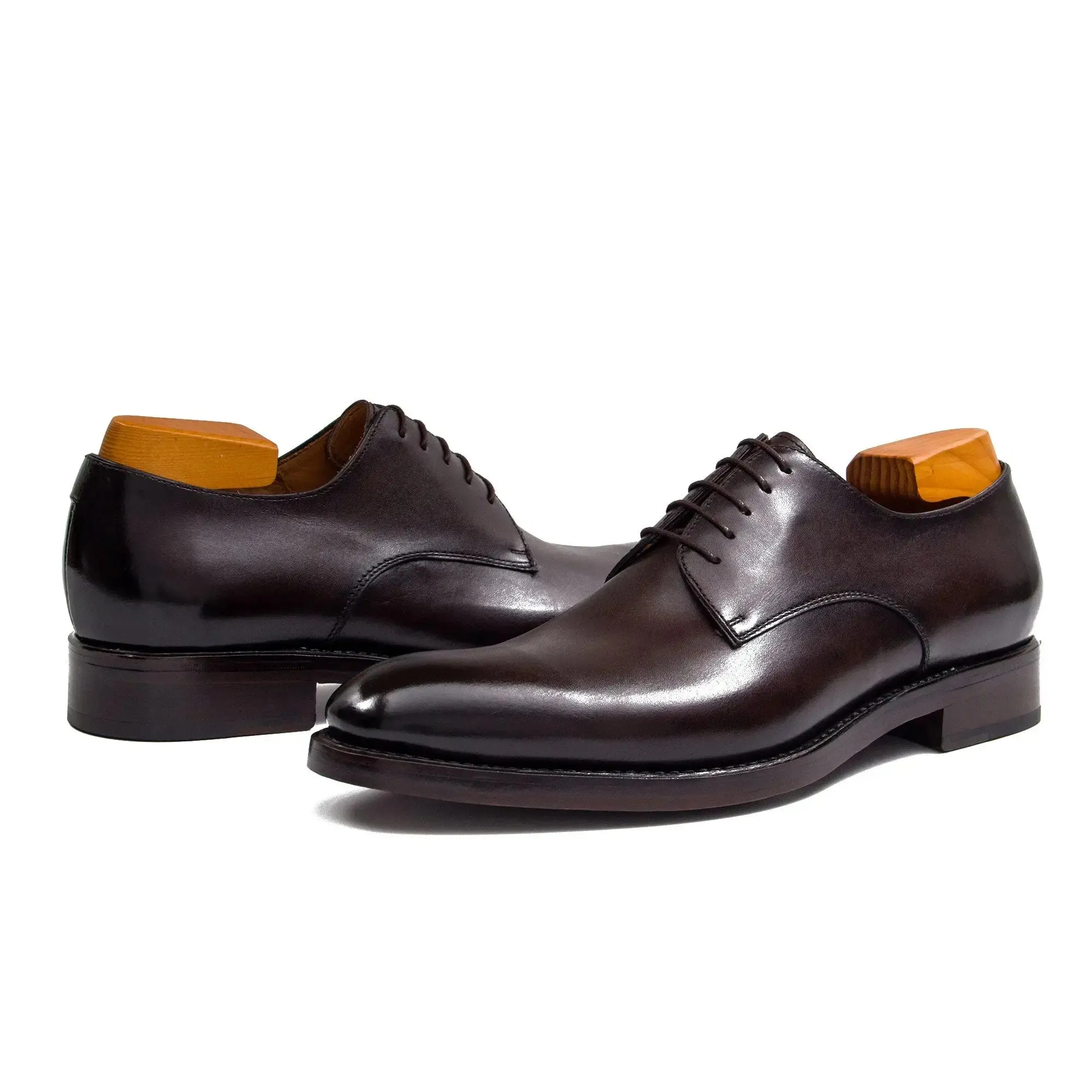 Goodyear Handmade Leather Derby Shoes coffee