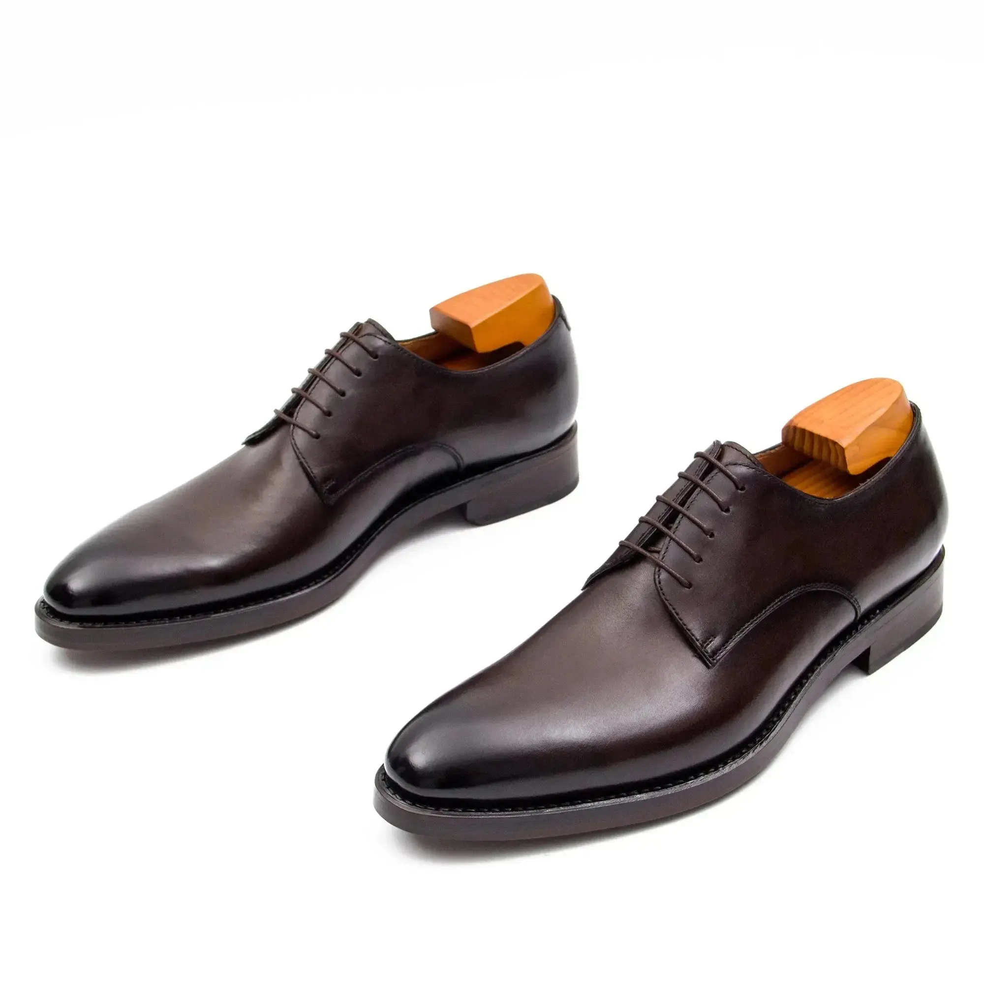 Goodyear Handmade Leather Derby Shoes coffee