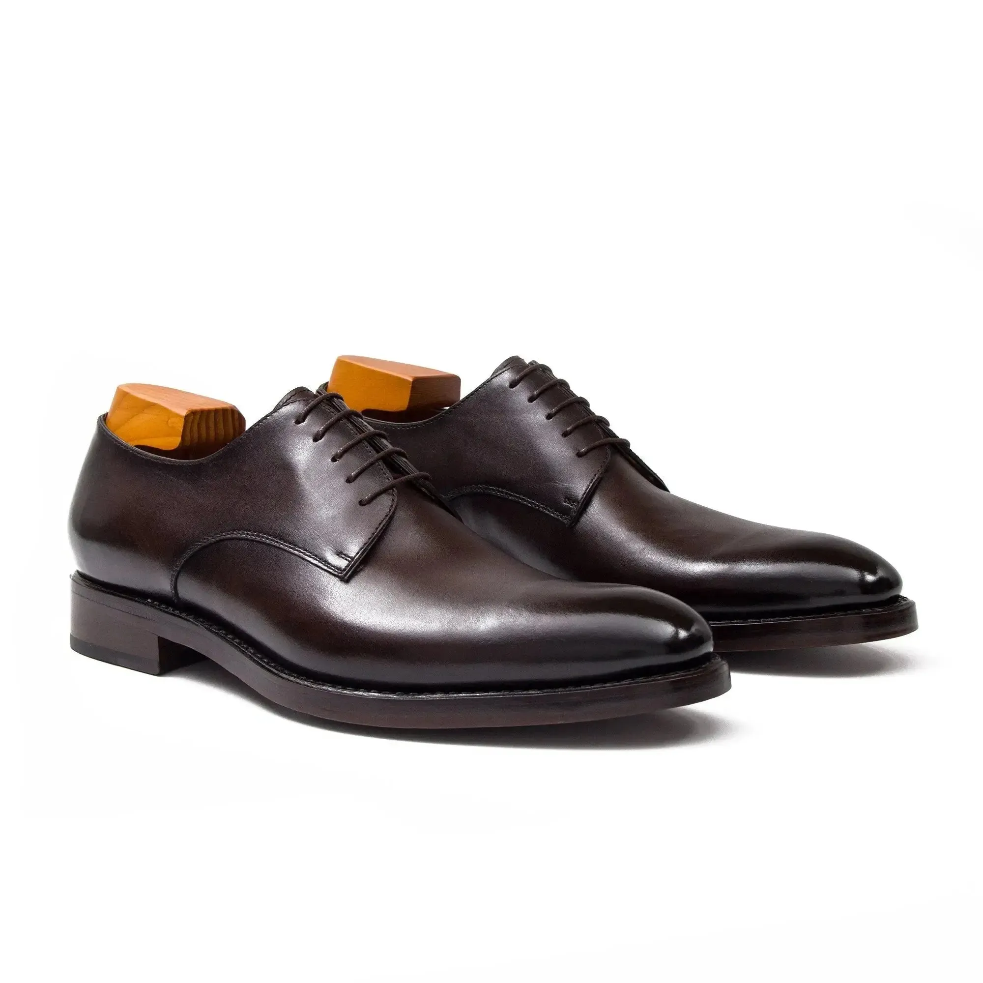 Goodyear Handmade Leather Derby Shoes coffee