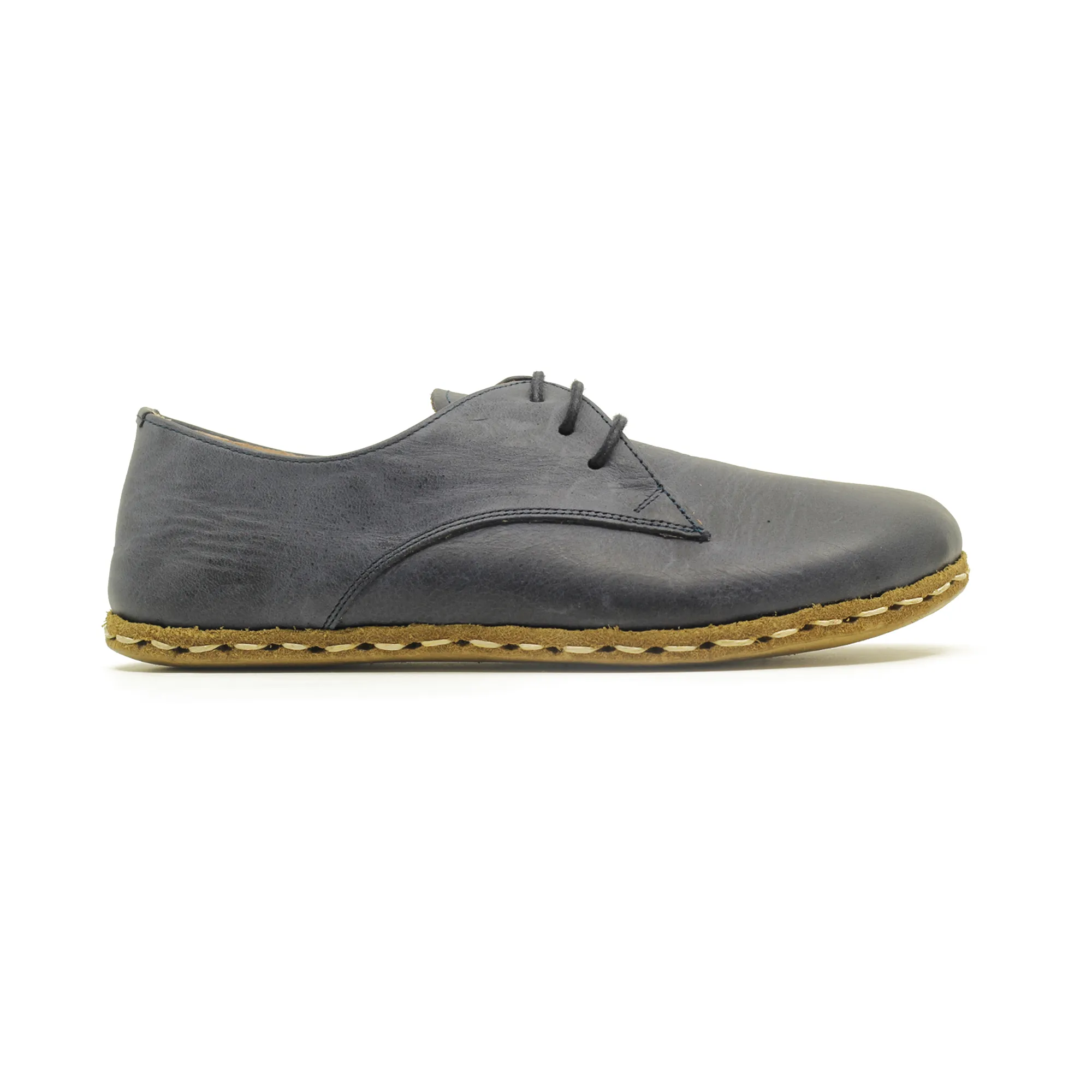 Handmade Barefoot Leather Shoes Navy Blue for Men