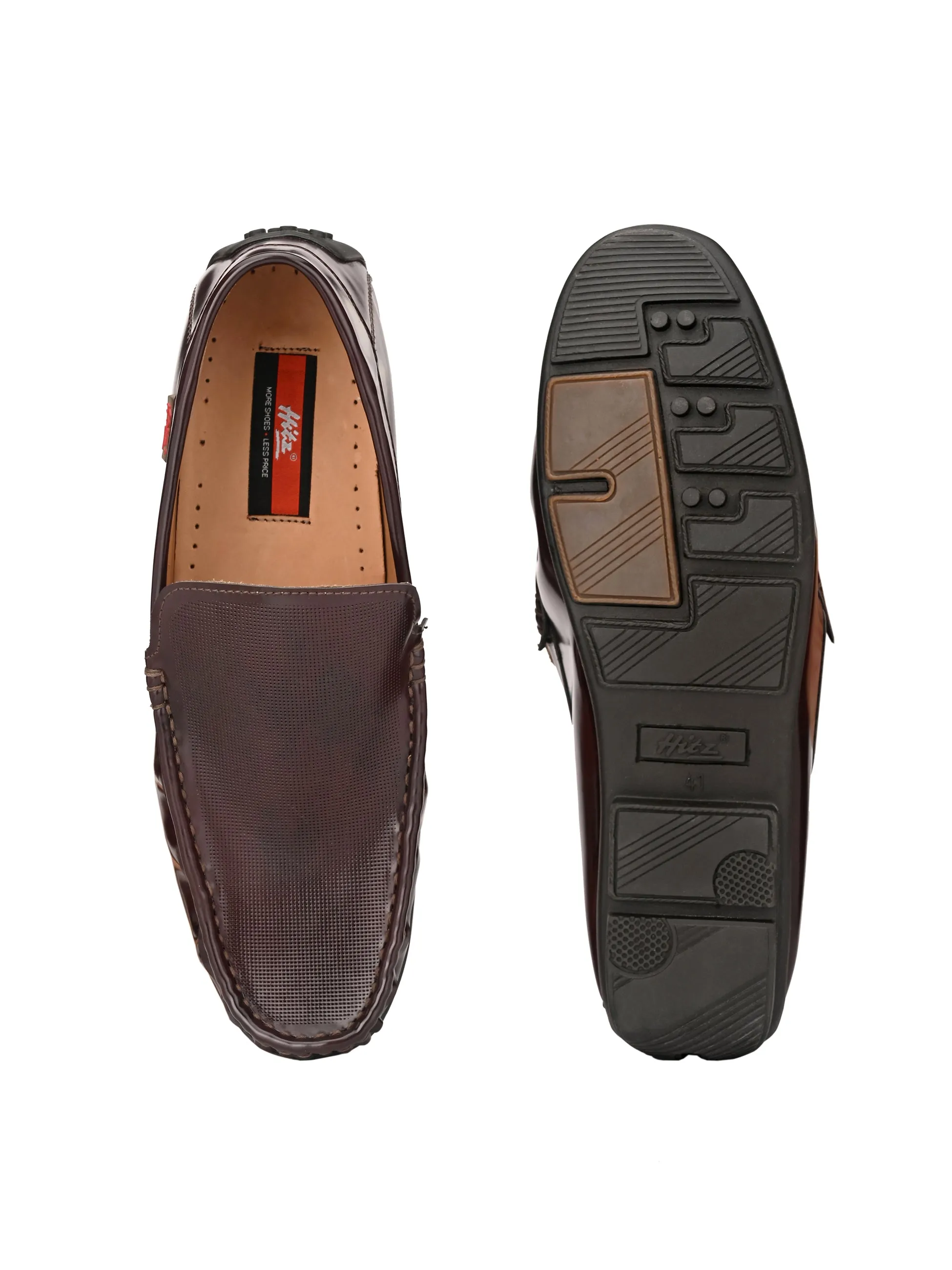 Hitz Men's Brown Synthetic Slip-On Loafer Shoes
