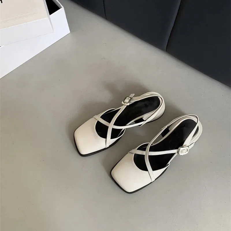 Hnzxzm Designer Women Sandals Fashion Shallow Singbacks Shoes Ladies Outdoor Thick Heel Sandalias Summer Shoes