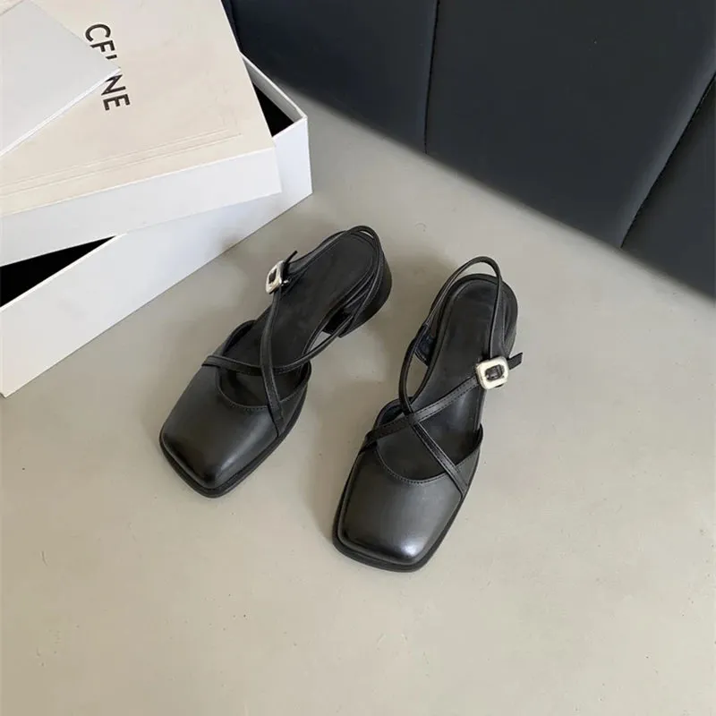 Hnzxzm Designer Women Sandals Fashion Shallow Singbacks Shoes Ladies Outdoor Thick Heel Sandalias Summer Shoes