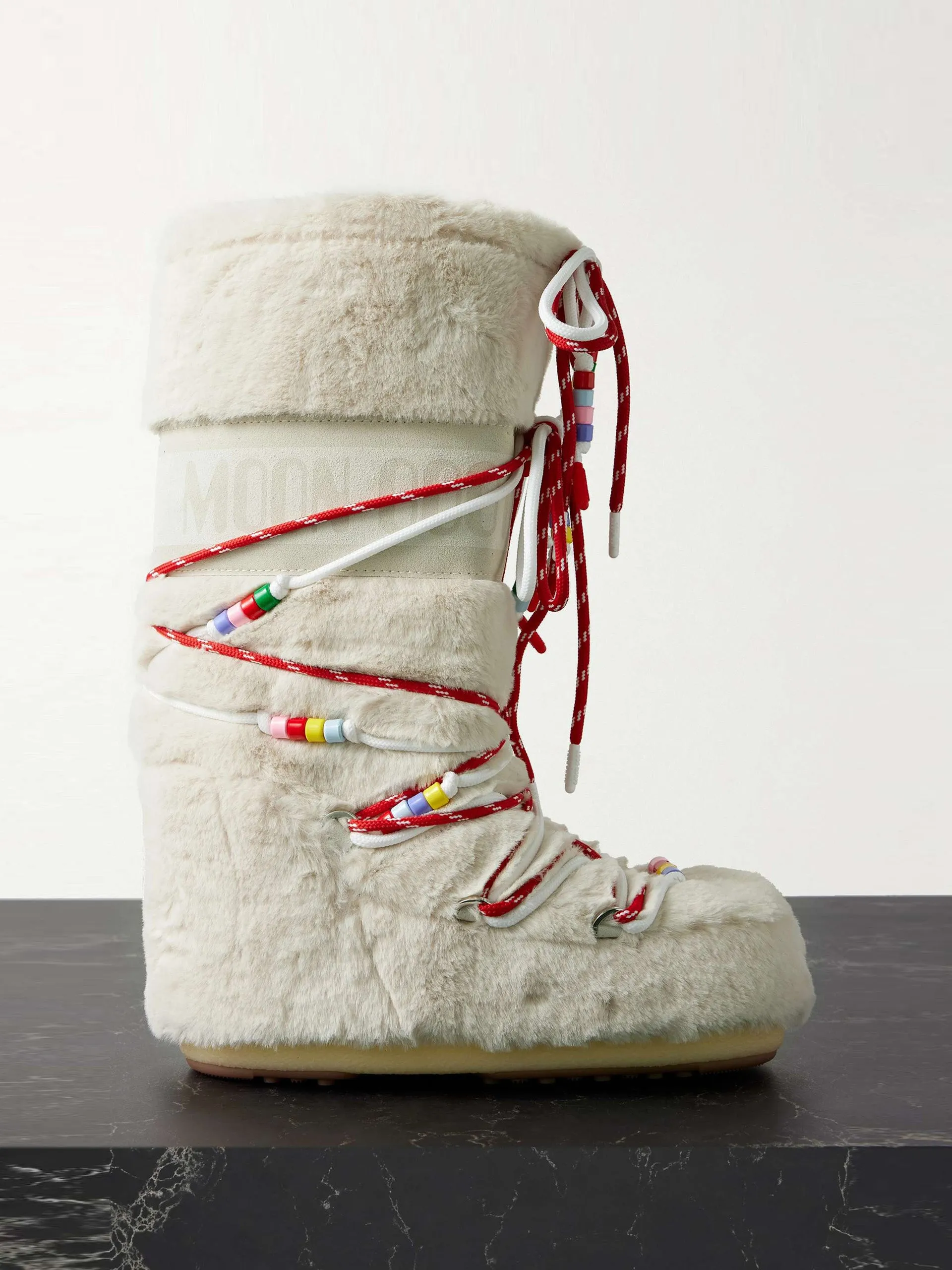 Icon suede-trimmed faux fur snow boots