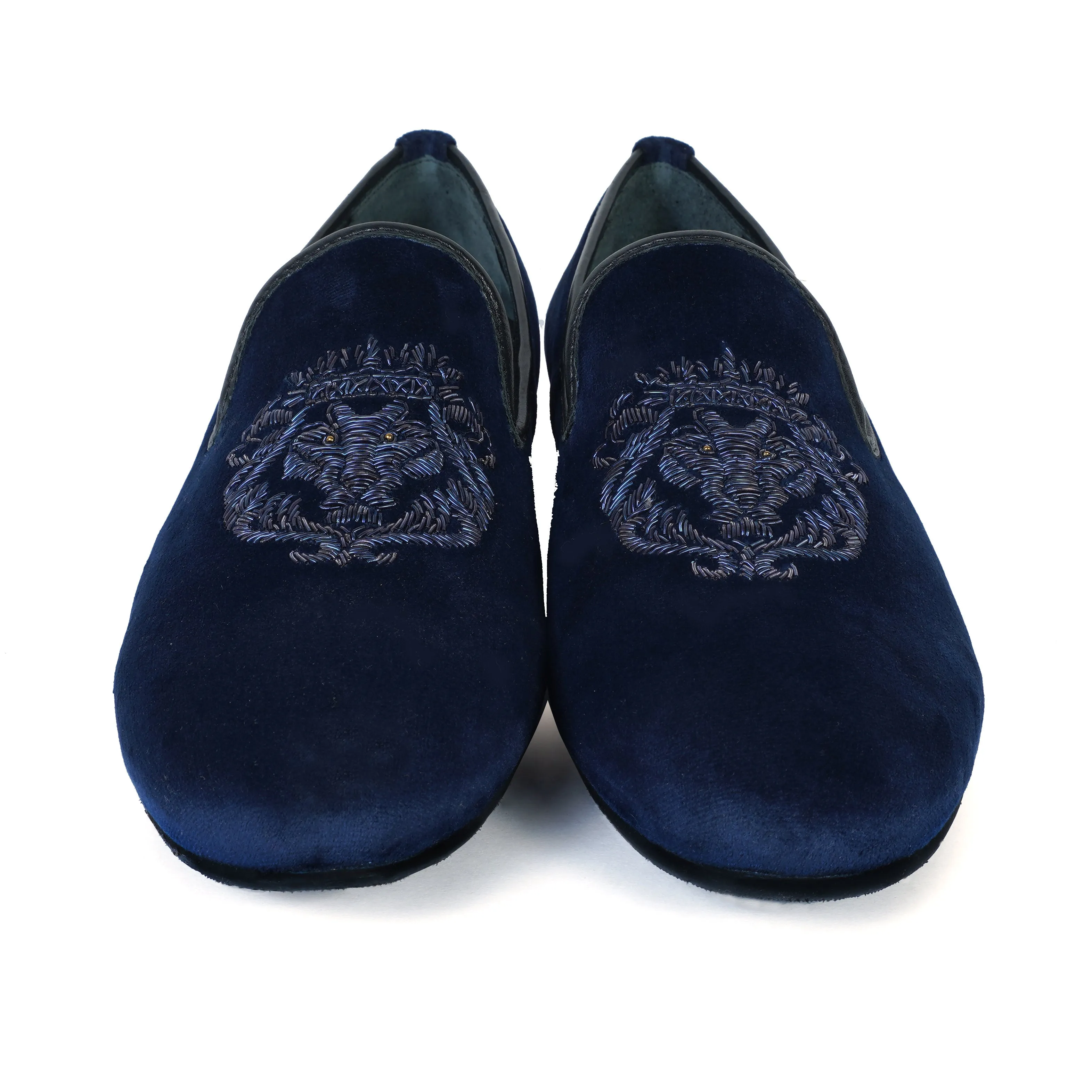 Italian Velvet Blue Slip-on Shoes