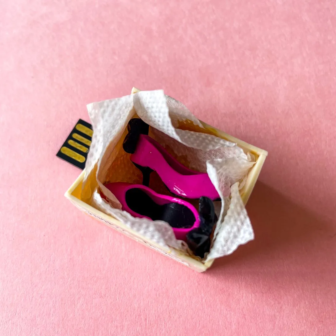 Jimmy Whoo Fuchsia Miniature Shoes Novelty Pen Drive