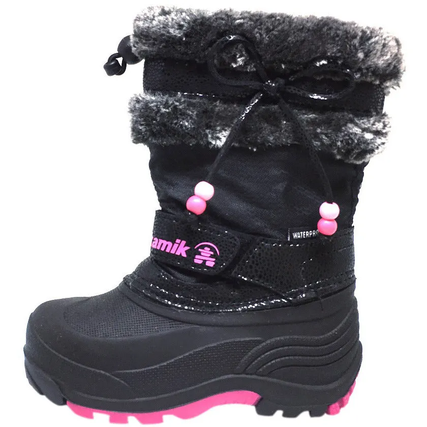 Kamik Plume Girl's Faux Fur Lined Waterproof Snow Protection Warm Winter Snow Boots
