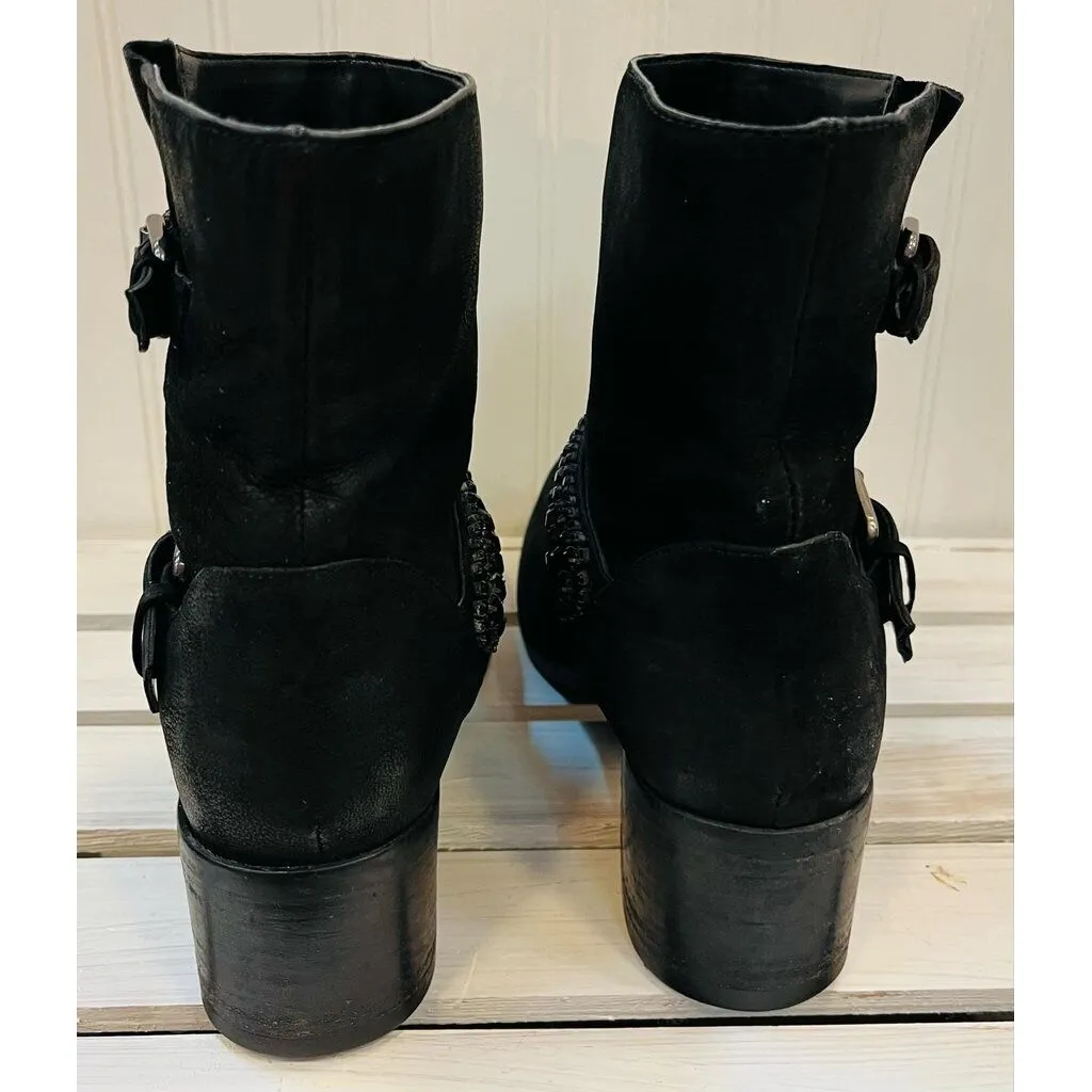 Kurt Geiger Carvela Black Studded Buckle Booties - Size 39