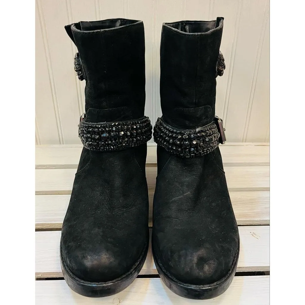 Kurt Geiger Carvela Black Studded Buckle Booties - Size 39