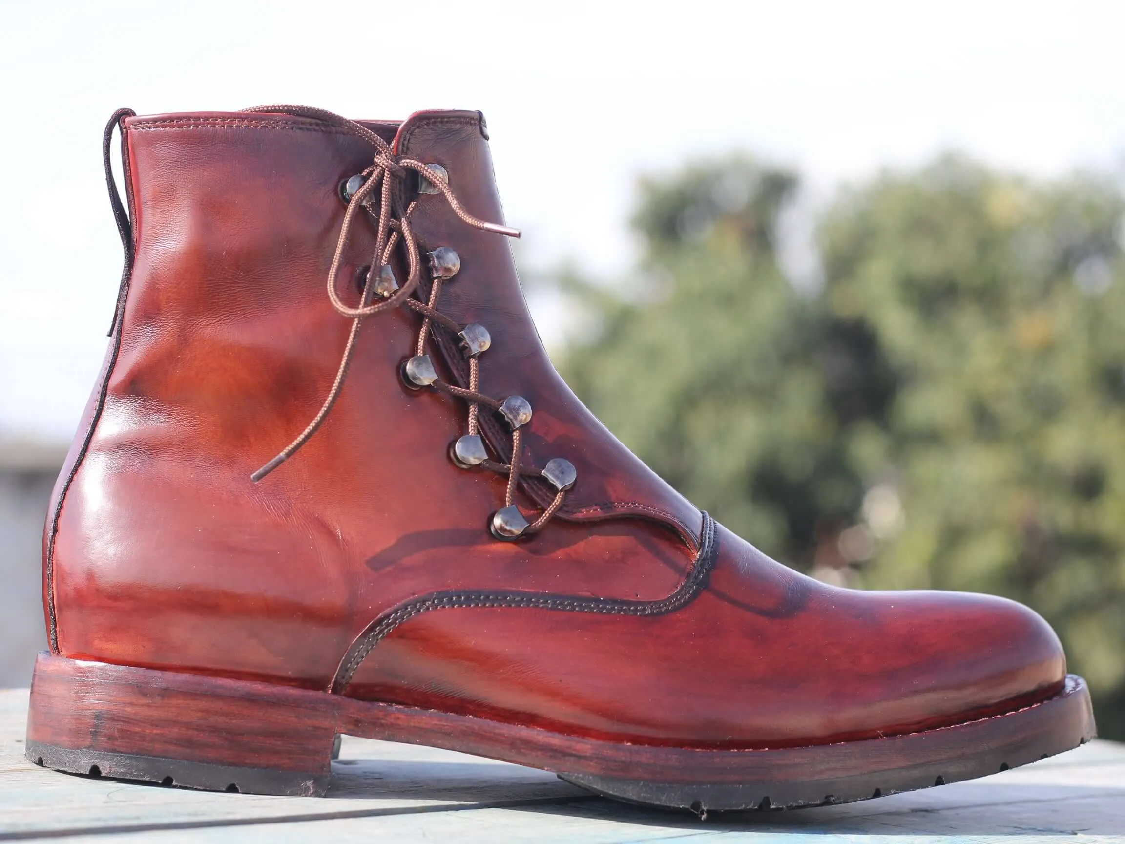 Leather Ankle Side Lace's Boots