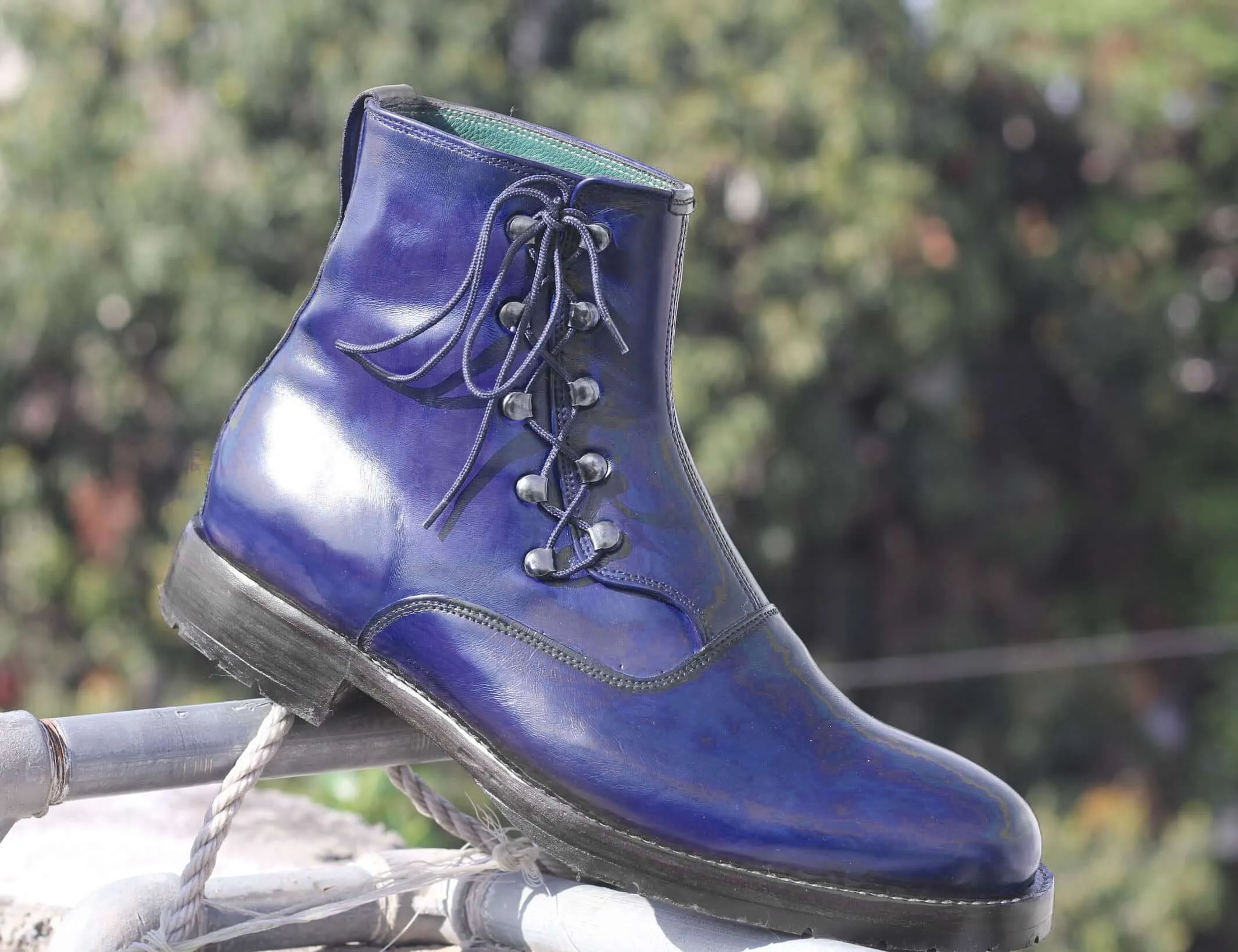 Leather Ankle Side Lace's Boots