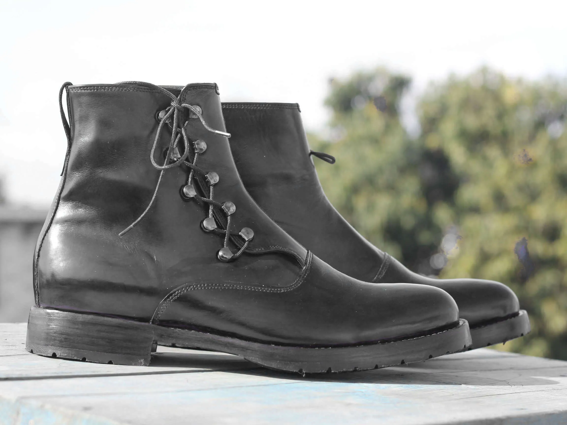 Leather Ankle Side Lace's Boots