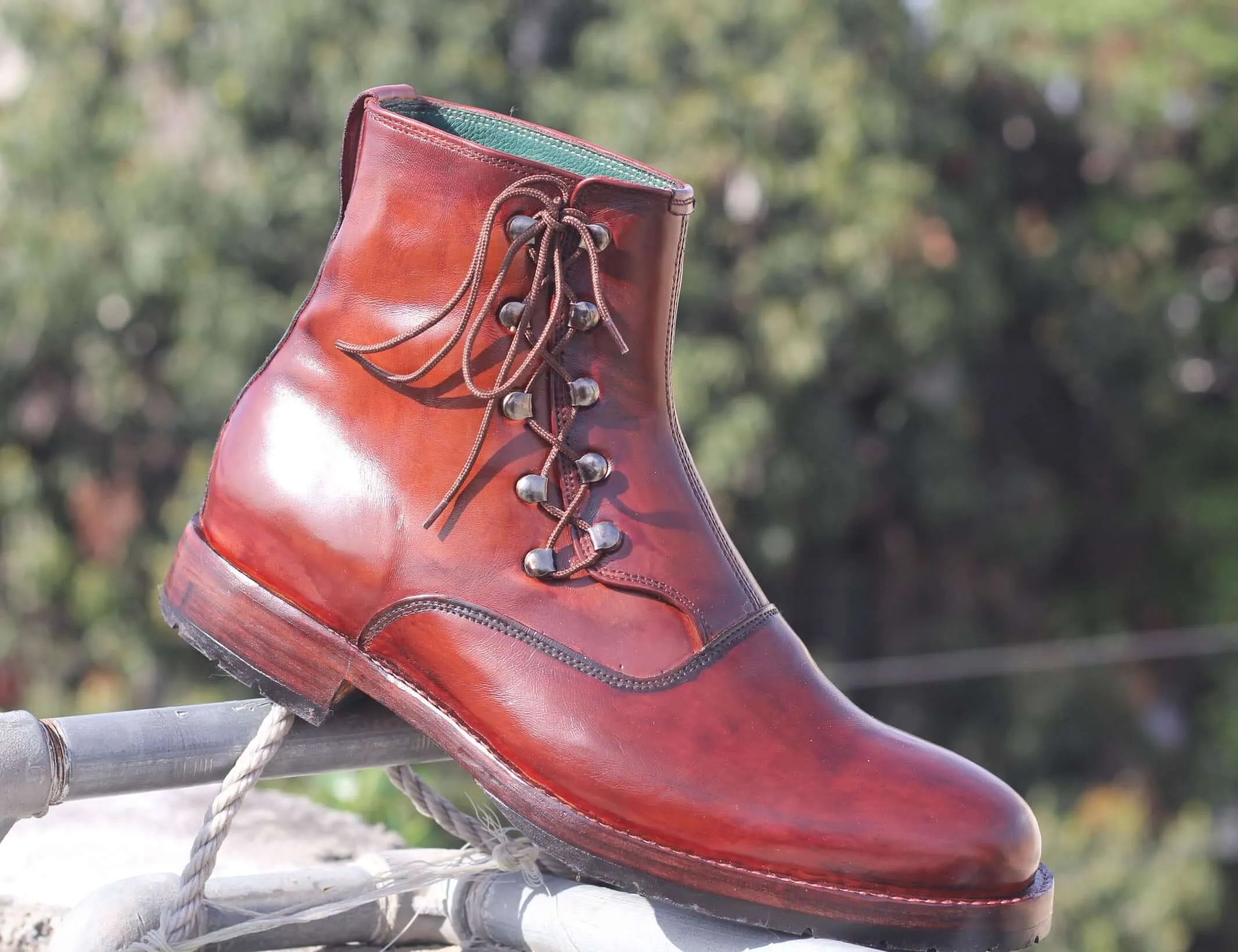 Leather Ankle Side Lace's Boots