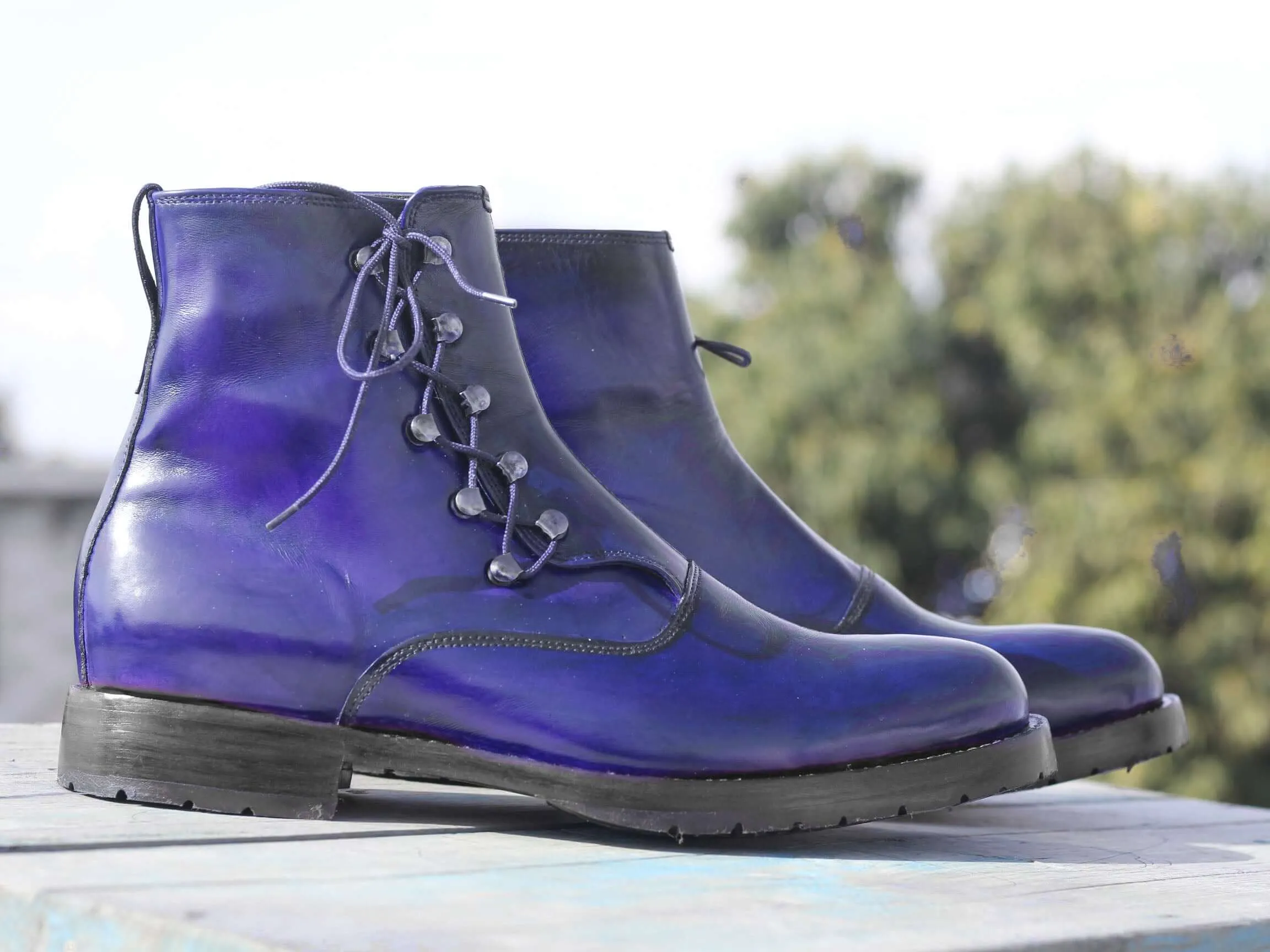 Leather Ankle Side Lace's Boots