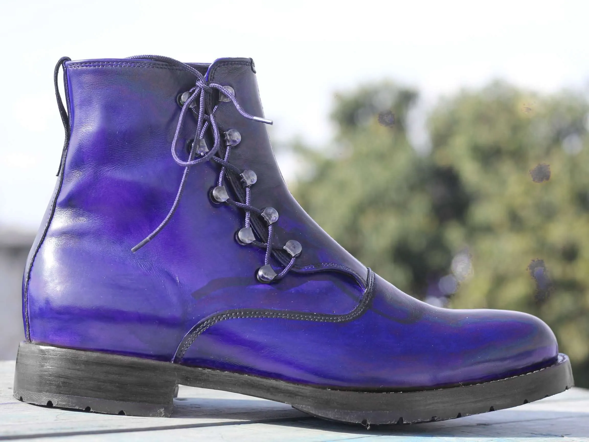 Leather Ankle Side Lace's Boots