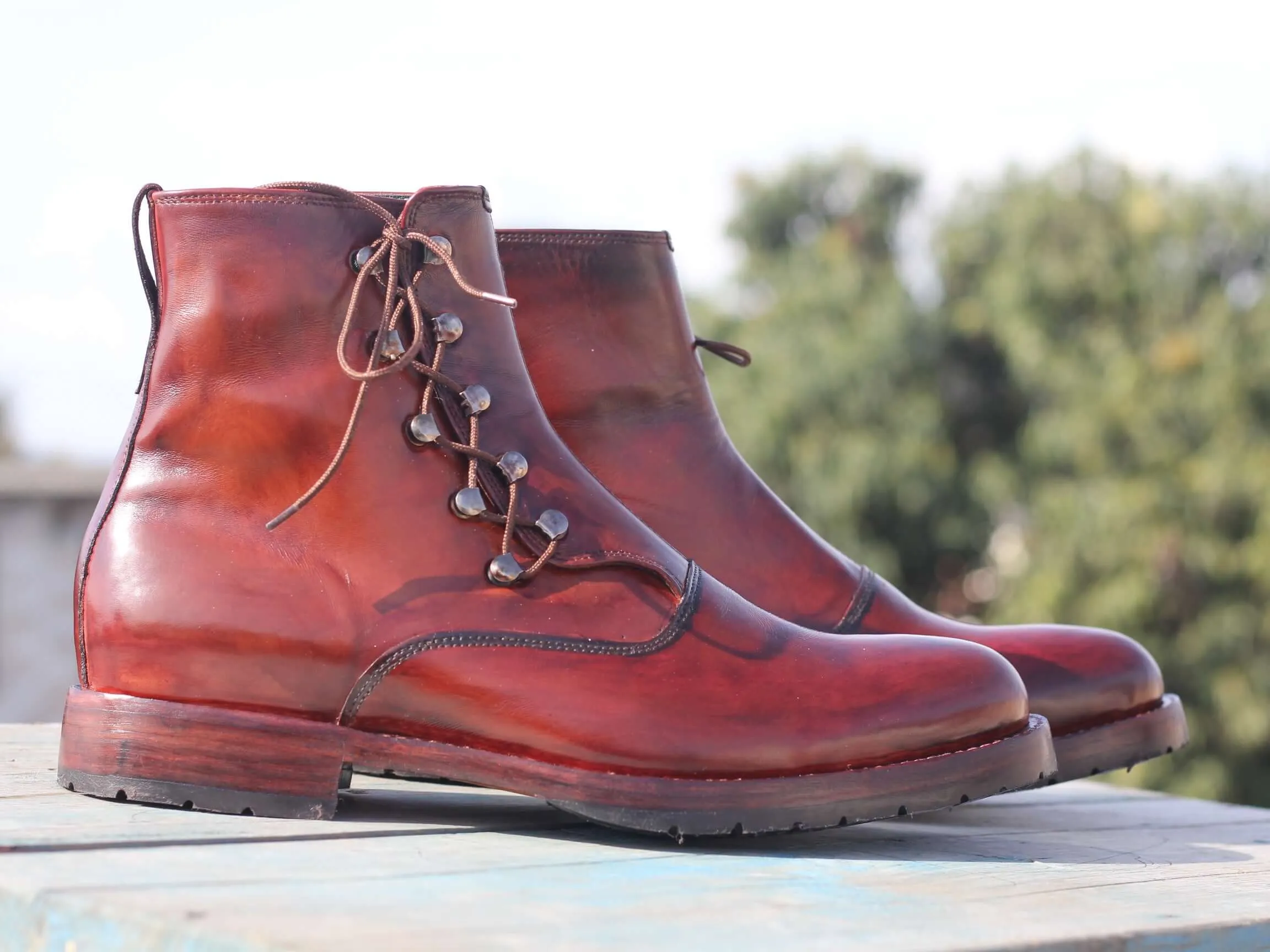 Leather Ankle Side Lace's Boots