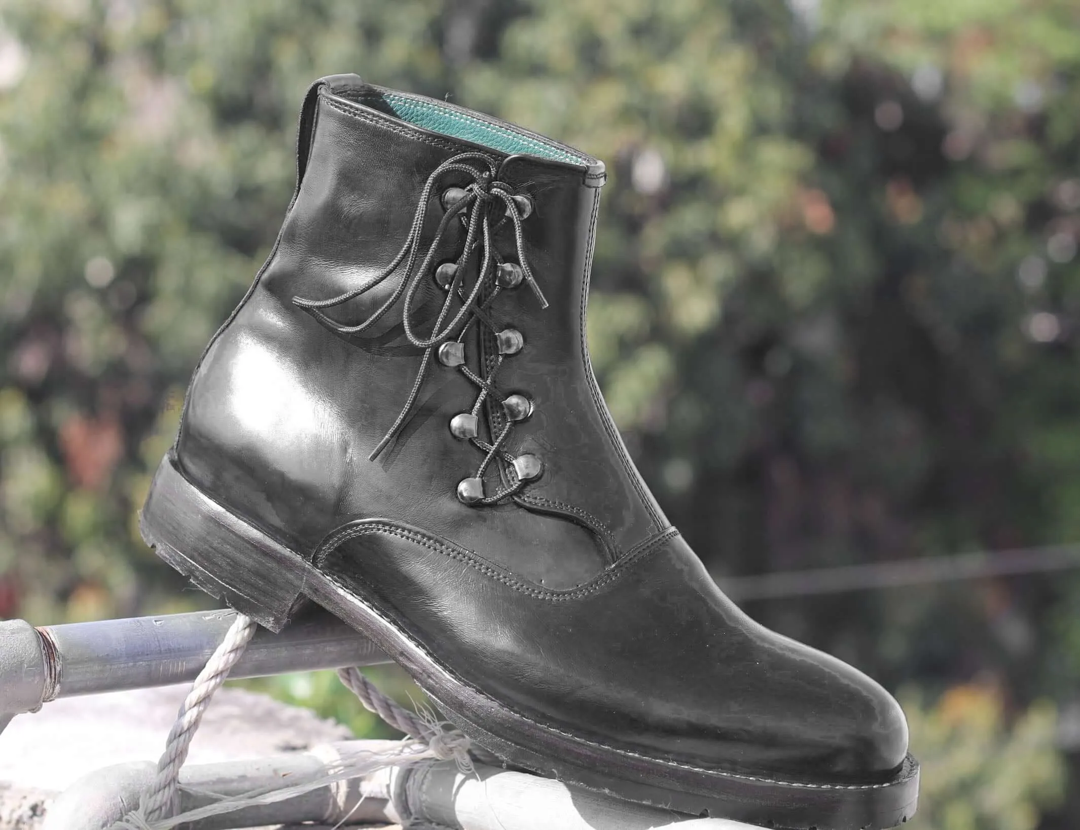 Leather Ankle Side Lace's Boots