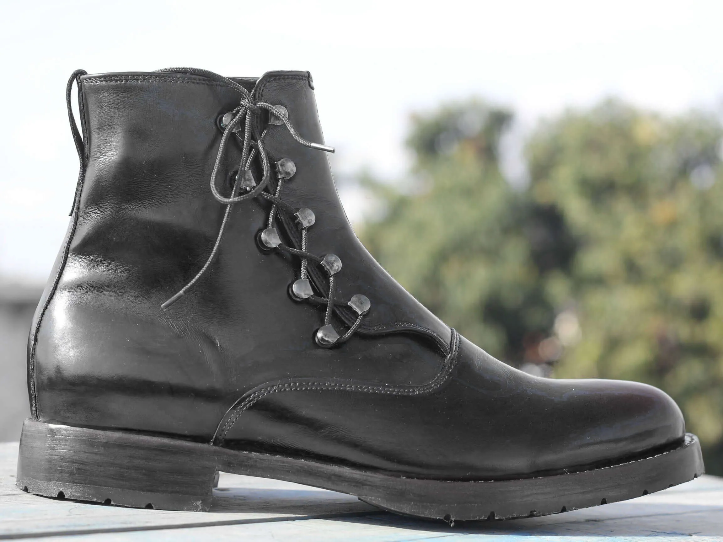 Leather Ankle Side Lace's Boots