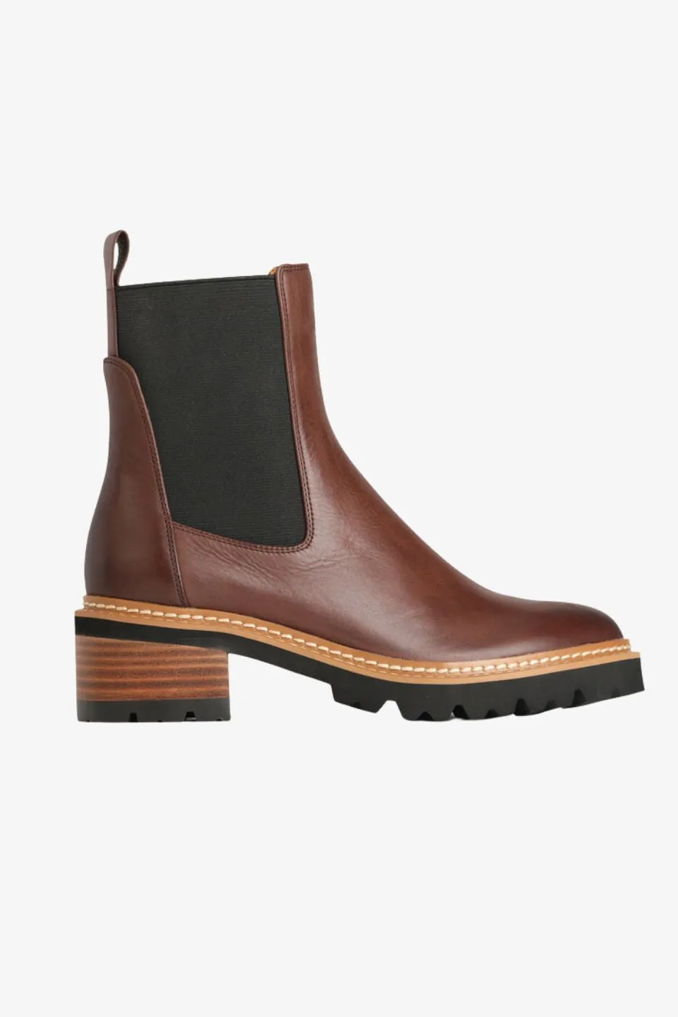 Linear Chestnut Chelsea Elastic Ankle Boot