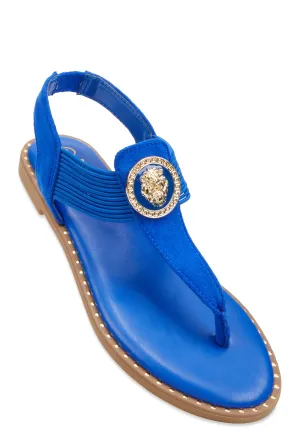 Lion Pendant Corded Thong Sandals