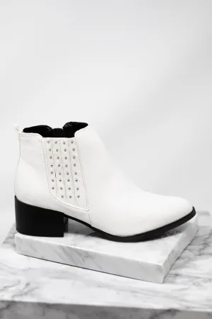 Look At Me Now White Studded Booties