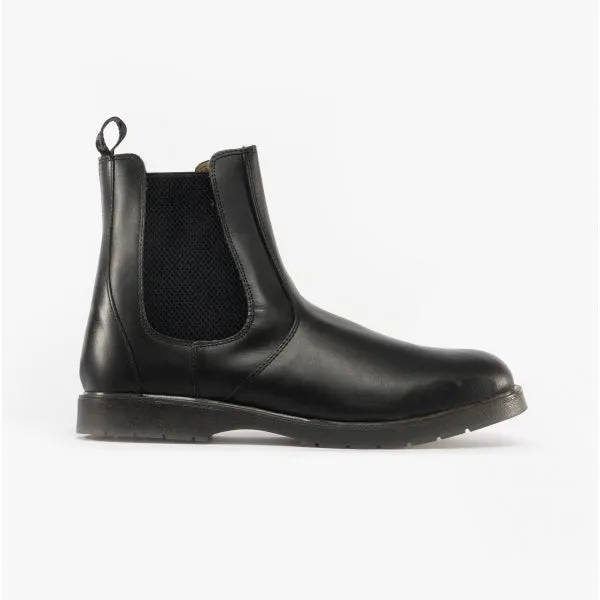M186A Unisex Leather Gusset Chelsea Boots Black