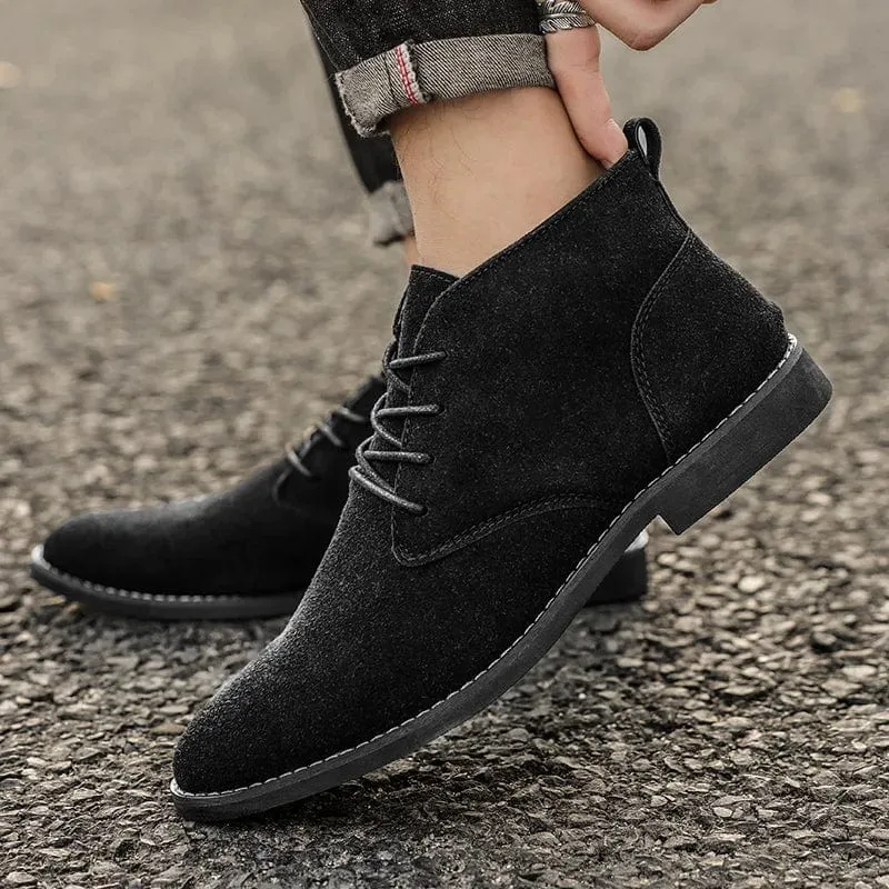 Men's Classic Suede Chelsea Boots | Lace-Up Ankle Footwear for Men