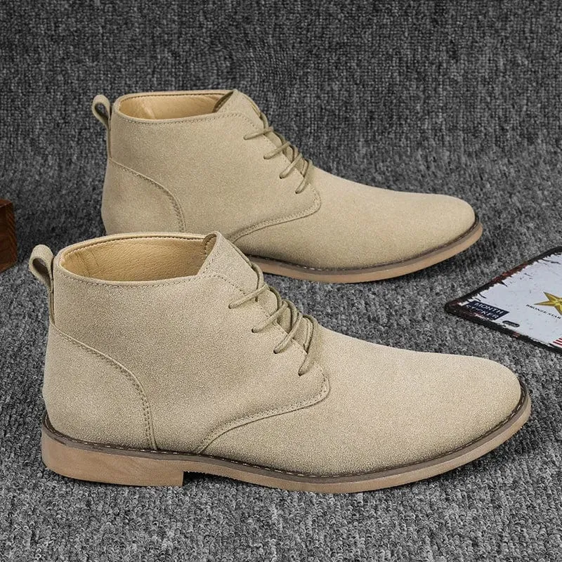 Men's Classic Suede Chelsea Boots | Lace-Up Ankle Footwear for Men