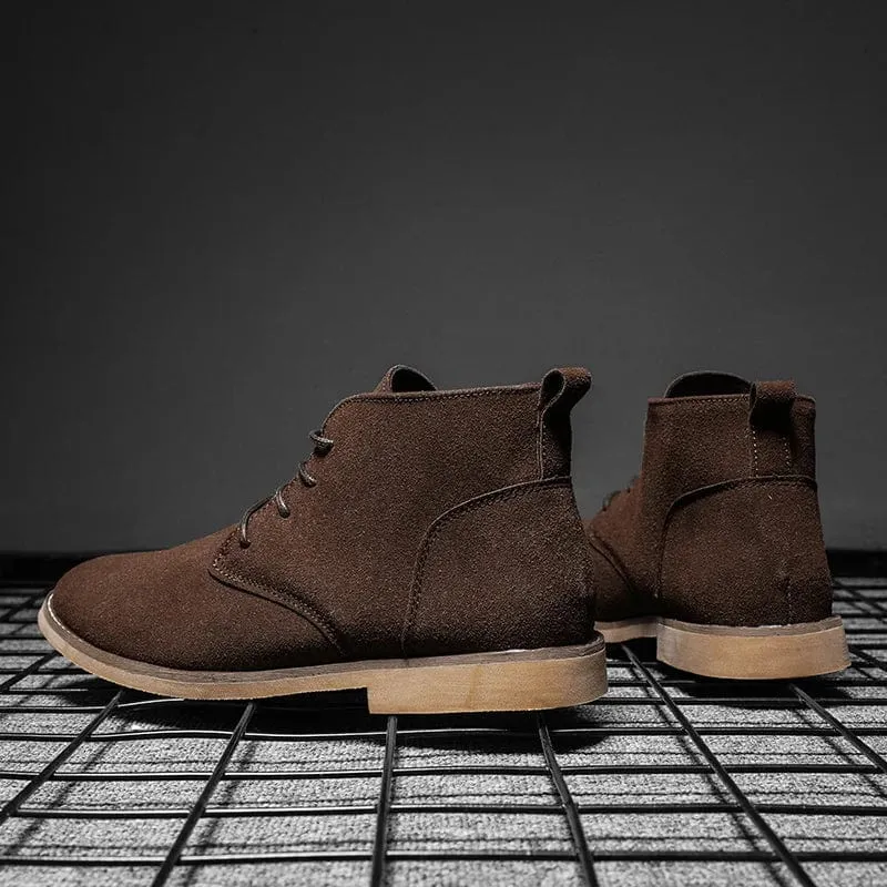 Men's Classic Suede Chelsea Boots | Lace-Up Ankle Footwear for Men
