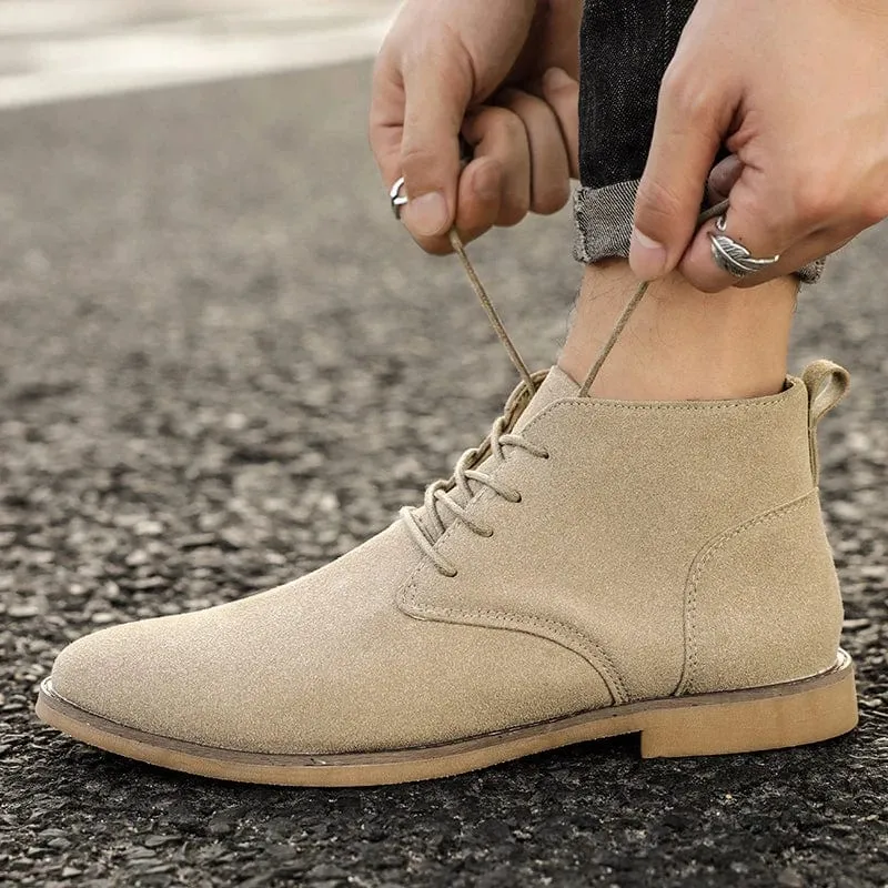 Men's Classic Suede Chelsea Boots | Lace-Up Ankle Footwear for Men