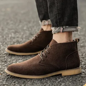 Men's Classic Suede Chelsea Boots | Lace-Up Ankle Footwear for Men
