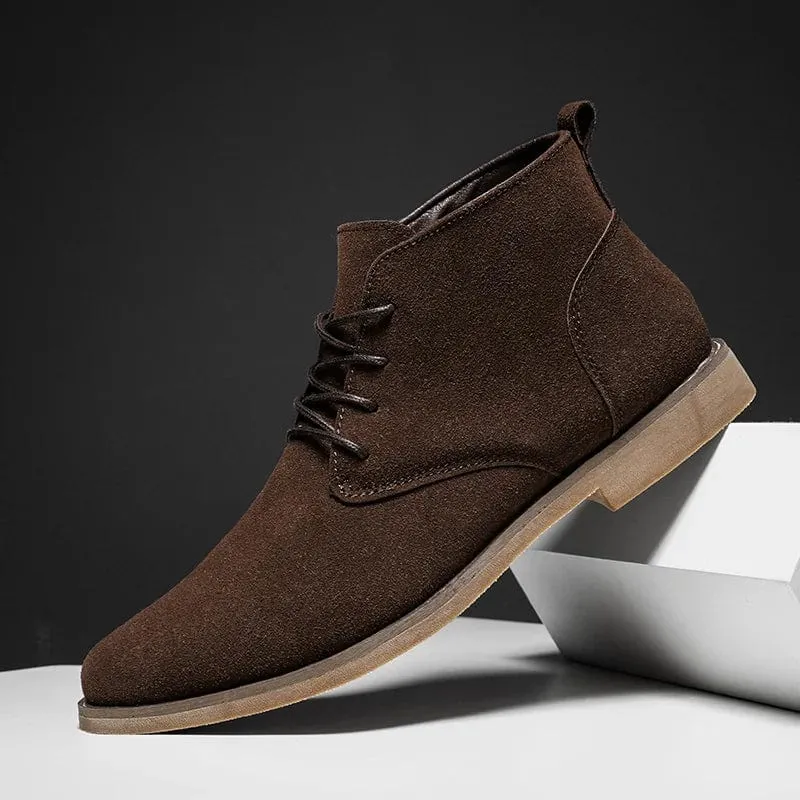Men's Classic Suede Chelsea Boots | Lace-Up Ankle Footwear for Men