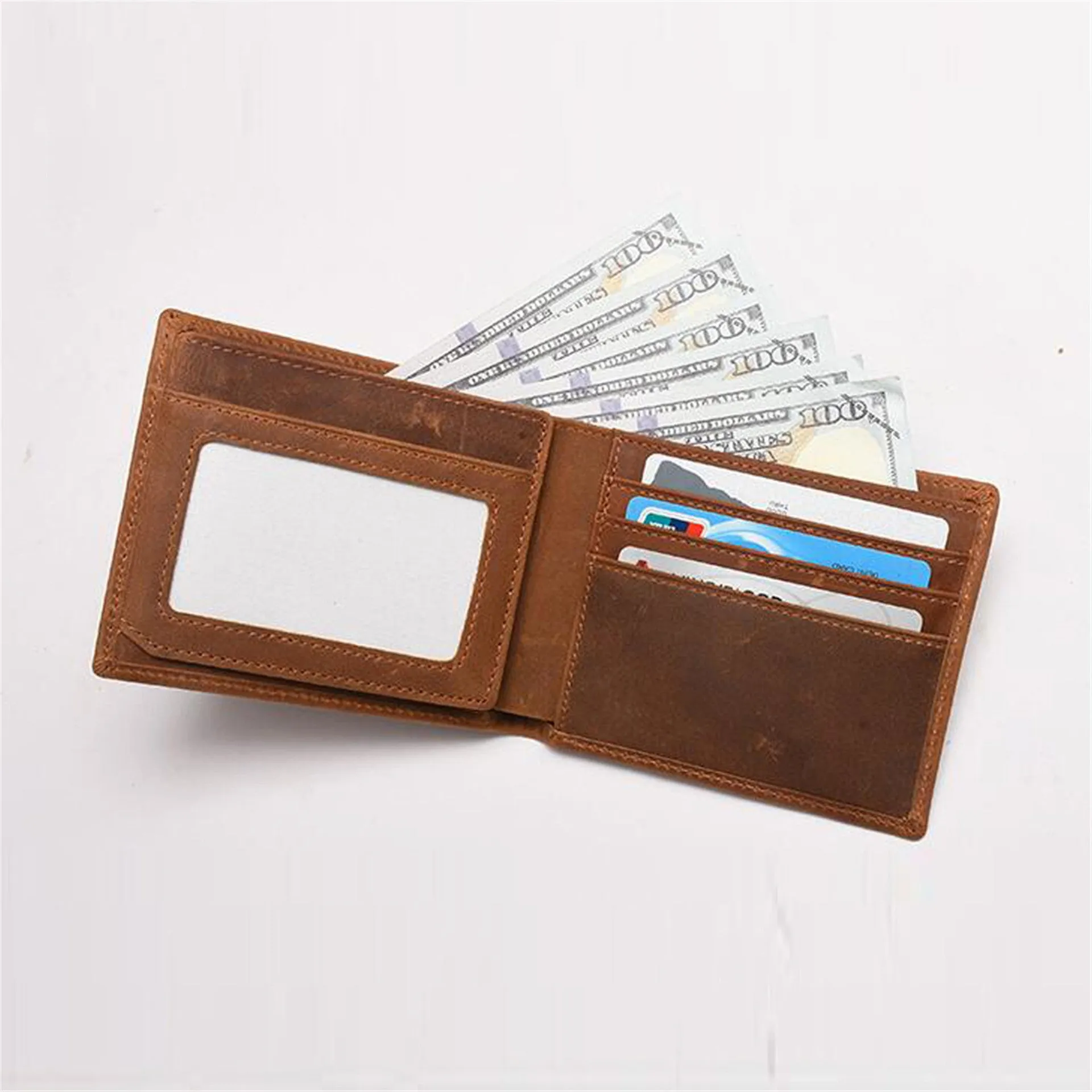 Men's Leather Laser Carving Letter Wallet