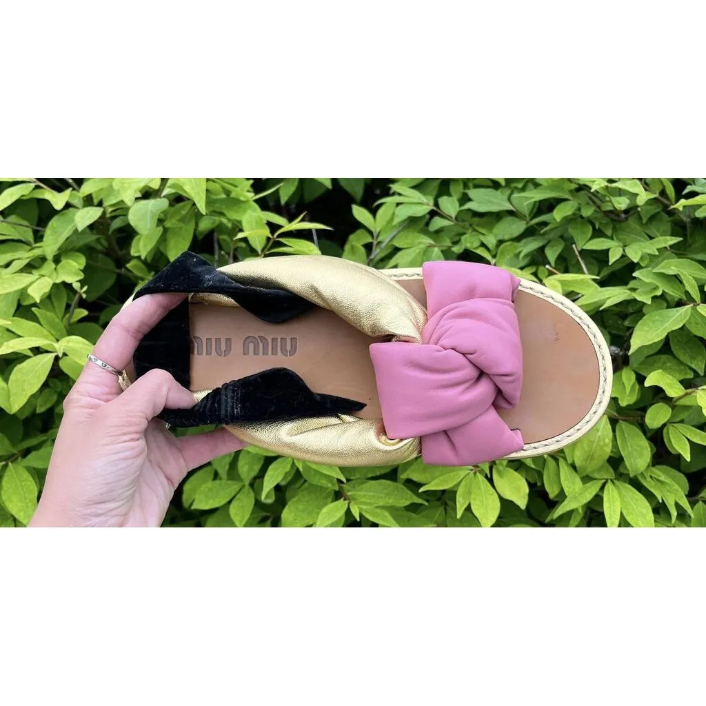 Miu Miu Nappa Knot Multicolor Sandals - 39.5