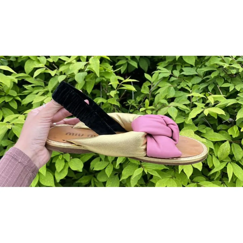 Miu Miu Nappa Knot Multicolor Sandals - 39.5